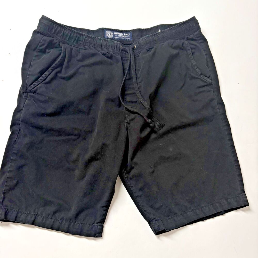 American Eagle Men's Shorts Cotton ~ Black ~ Size Large ~ Elastic Waist ~ EXC ~